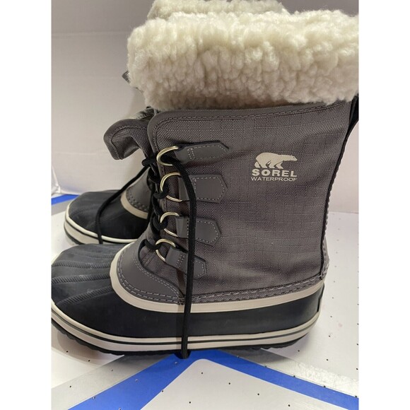 Sorel Caribou Women Gray Waterproof Mid-Calf Winter Boots Sz 7.5 natural rubber - Picture 2 of 10